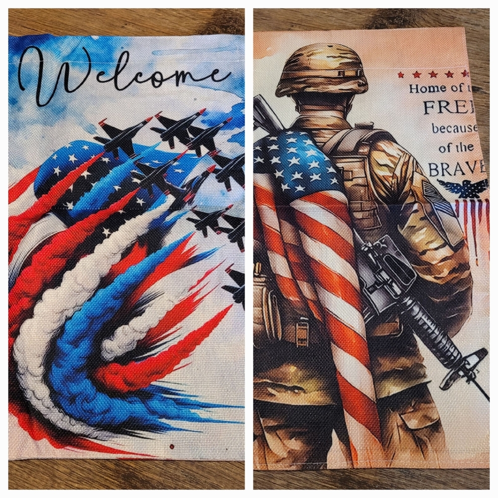 2 Garden Flag Flags 4th Of July Veterans Military Army Home Decor Patriotic